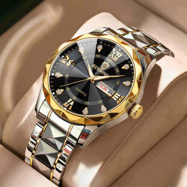 Binbond 2521 Fashionable Watch For Men - Silver Golden Black