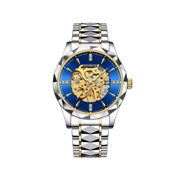 Binbond 5059 Automatic Mechanical Fashionable Watch For Men – Silver Blue