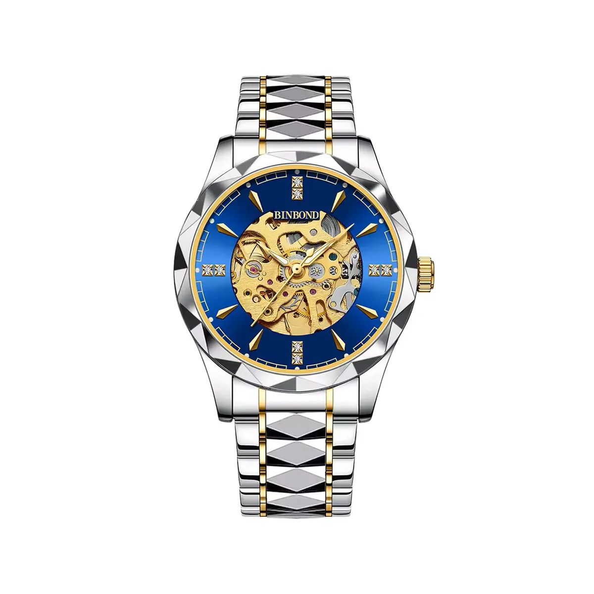 Binbond 5059 Automatic Mechanical Fashionable Watch For Men – Silver Blue