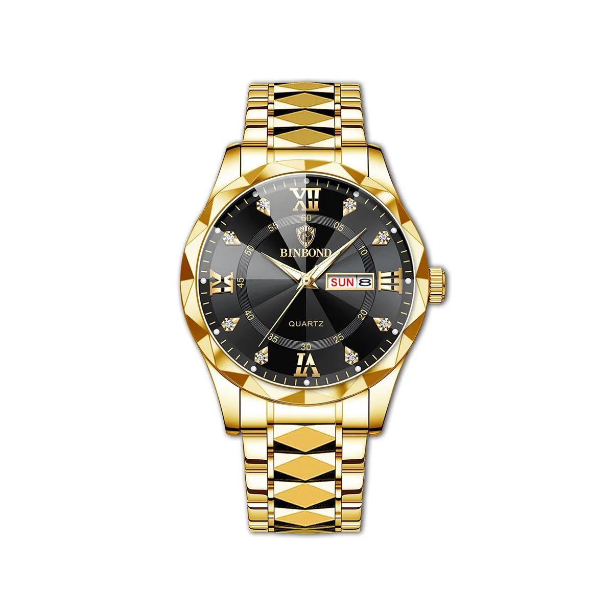 Binbond 2521 Fashionable Watch For Men – Golden Black