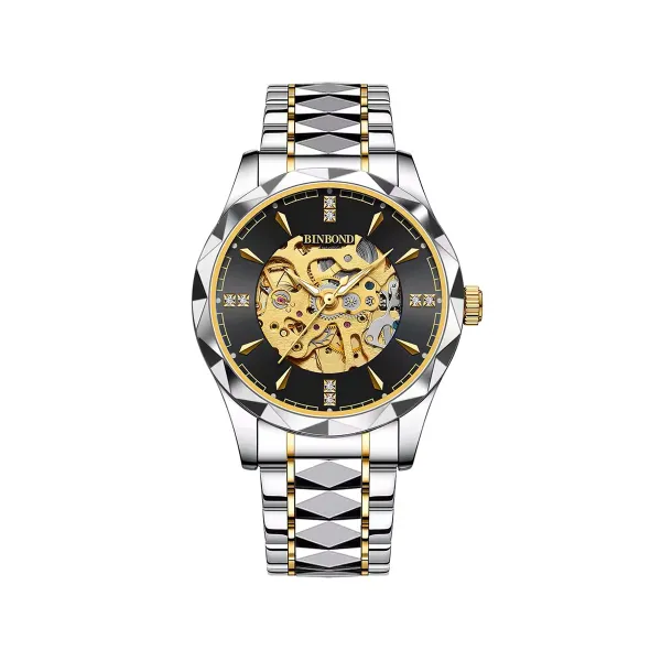 Binbond 5059 Automatic Mechanical Fashionable Watch For Men – Silver Black