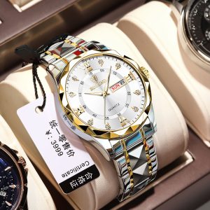 Binbond 2521 Fashionable Watch For Men – Silver Golden White