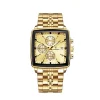 POEDAGAR 866 Business Luxury Stainless Steel Waterproof Watch for Man Full Golden