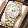 POEDAGAR 874 Business Luxury Waterproof Stainless Steel Men's Watch Golden & White