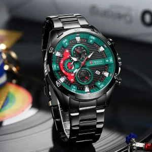 CURREN 8402 Men Quartz Watch Black Green