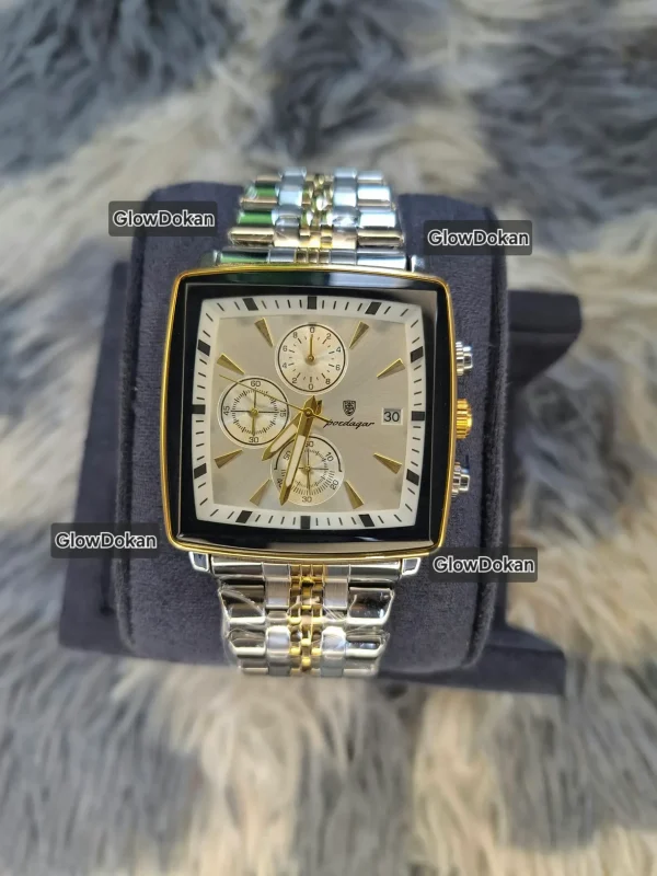 POEDAGAR 866 Business Luxury Stainless Steel Waterproof Watch for Man Silver & White - Image 2