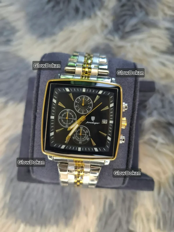 POEDAGAR 866 Business Luxury Stainless Steel Waterproof Watch for Man Silver & Black - Image 2