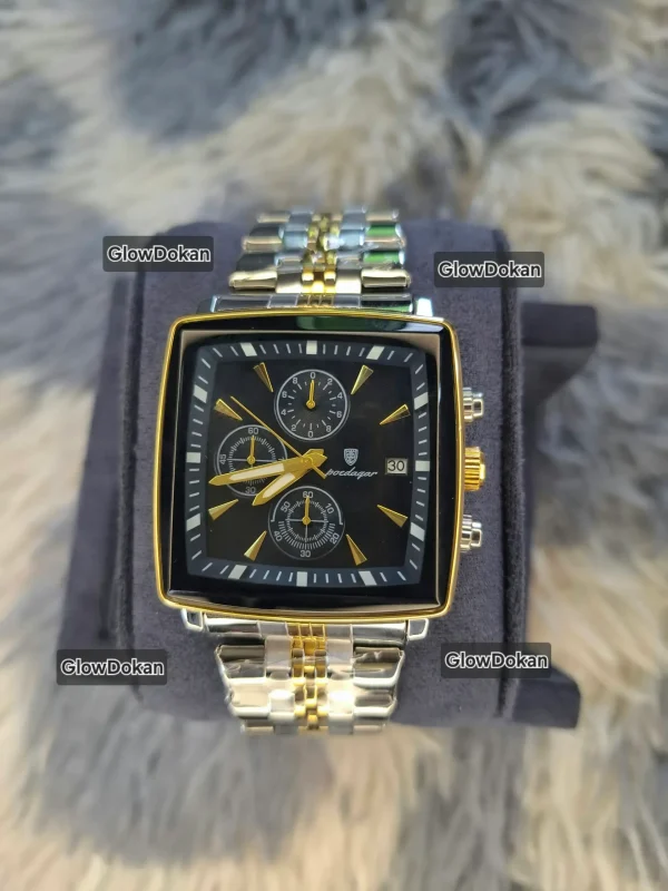 POEDAGAR 866 Business Luxury Stainless Steel Waterproof Watch for Man Silver & Blue - Image 2