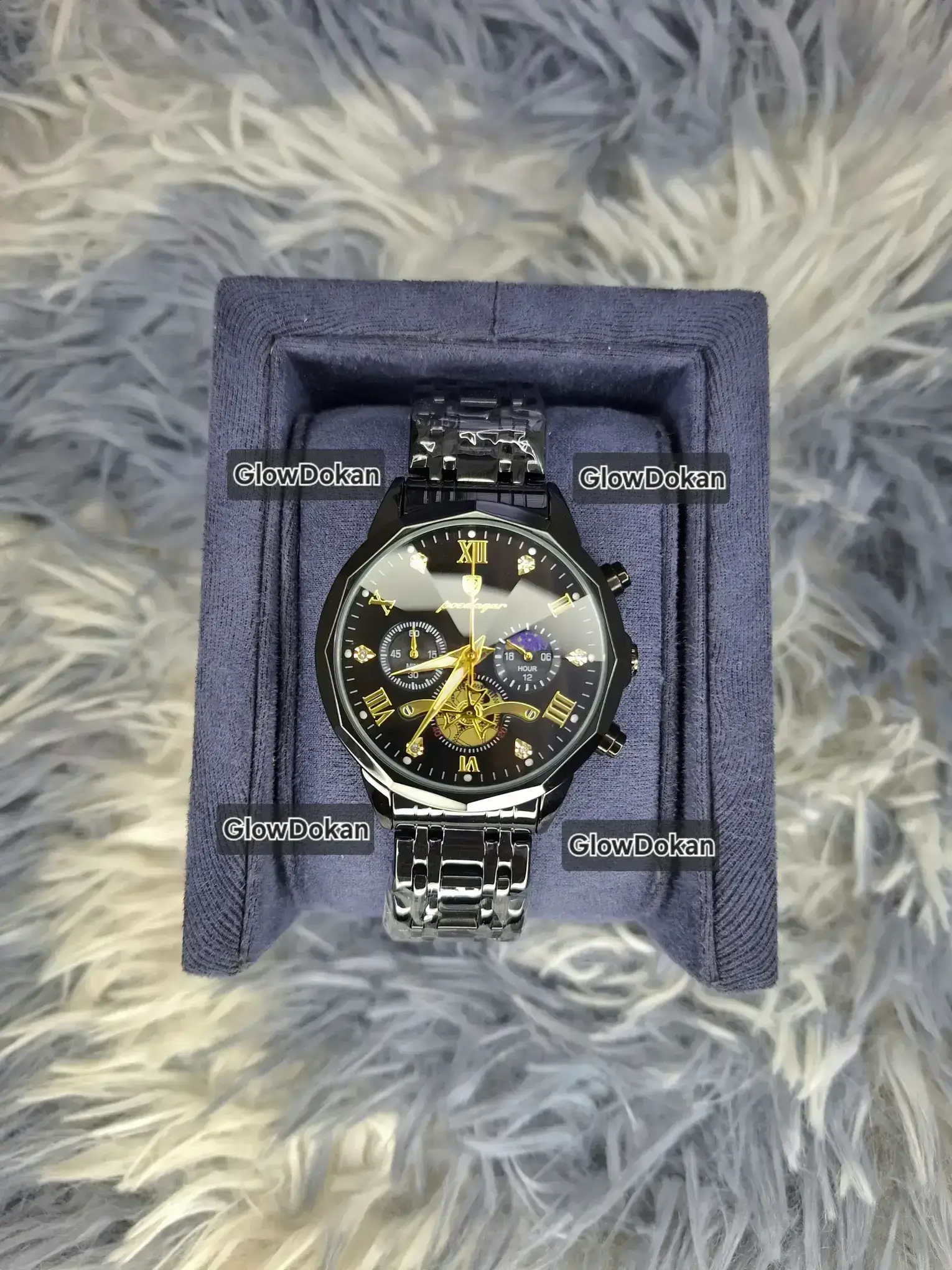 Poedagar 938 Men’s Luxury Stainless Steel Chronograph Quartz Watch Waterproof Full Black - Image 2