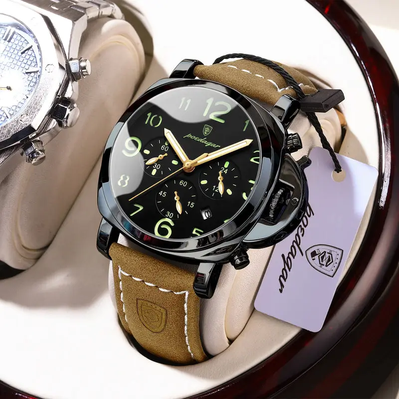 POEDAGAR 859 Luxury Sports Waterproof Luminous Mens Watch Full Black