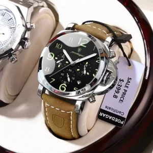 POEDAGAR 859 Luxury Sports Waterproof Luminous Mens Watch Silver & Balck