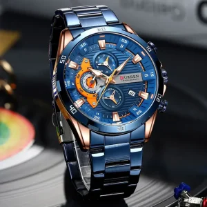 CURREN 8402 Men Quartz Watch Full Blue