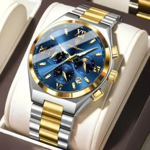 POEDAGAR 688 Luxury Business Man Wristwatch Original Luminous Date Watch Blue