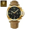 POEDAGAR 859 Luxury Sports Waterproof Luminous Mens Watch Golden & Balck