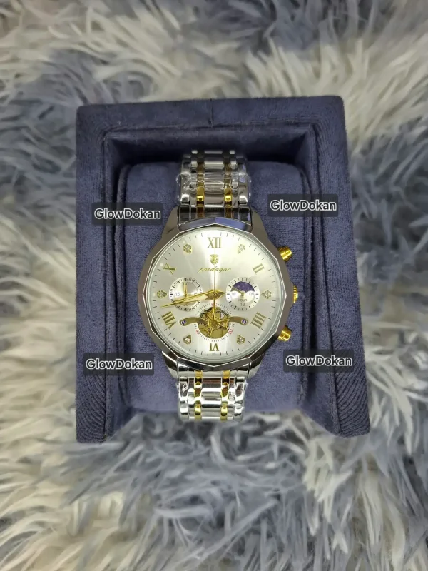 Poedagar 938 Men’s Luxury Stainless Steel Chronograph Quartz Watch Waterproof T. White - Image 2